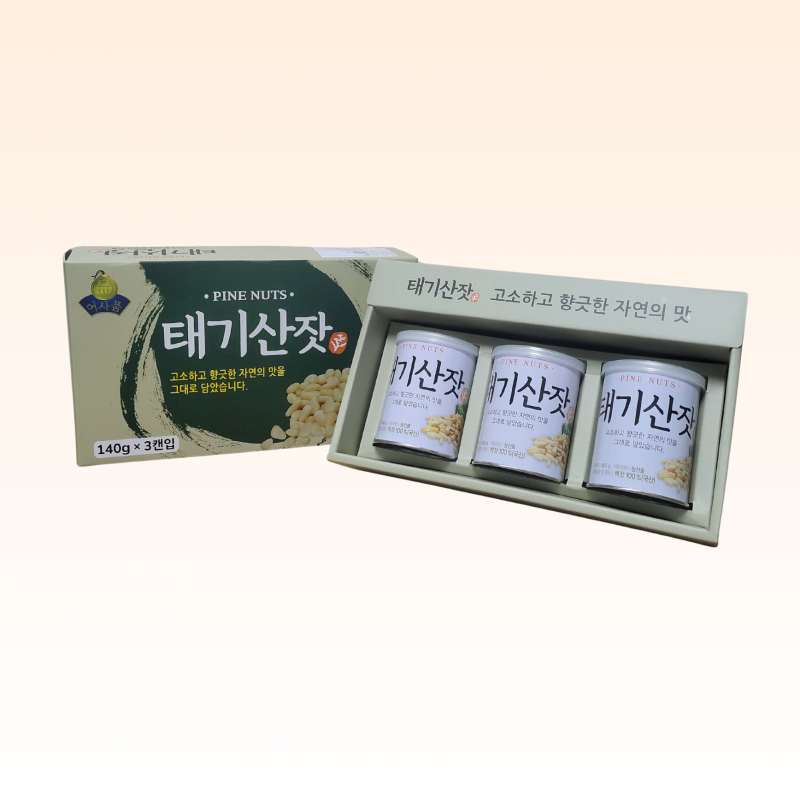 태기산잣,국내산 태기산잣 캔잣세트(140g x 3캔) 황잣 백잣